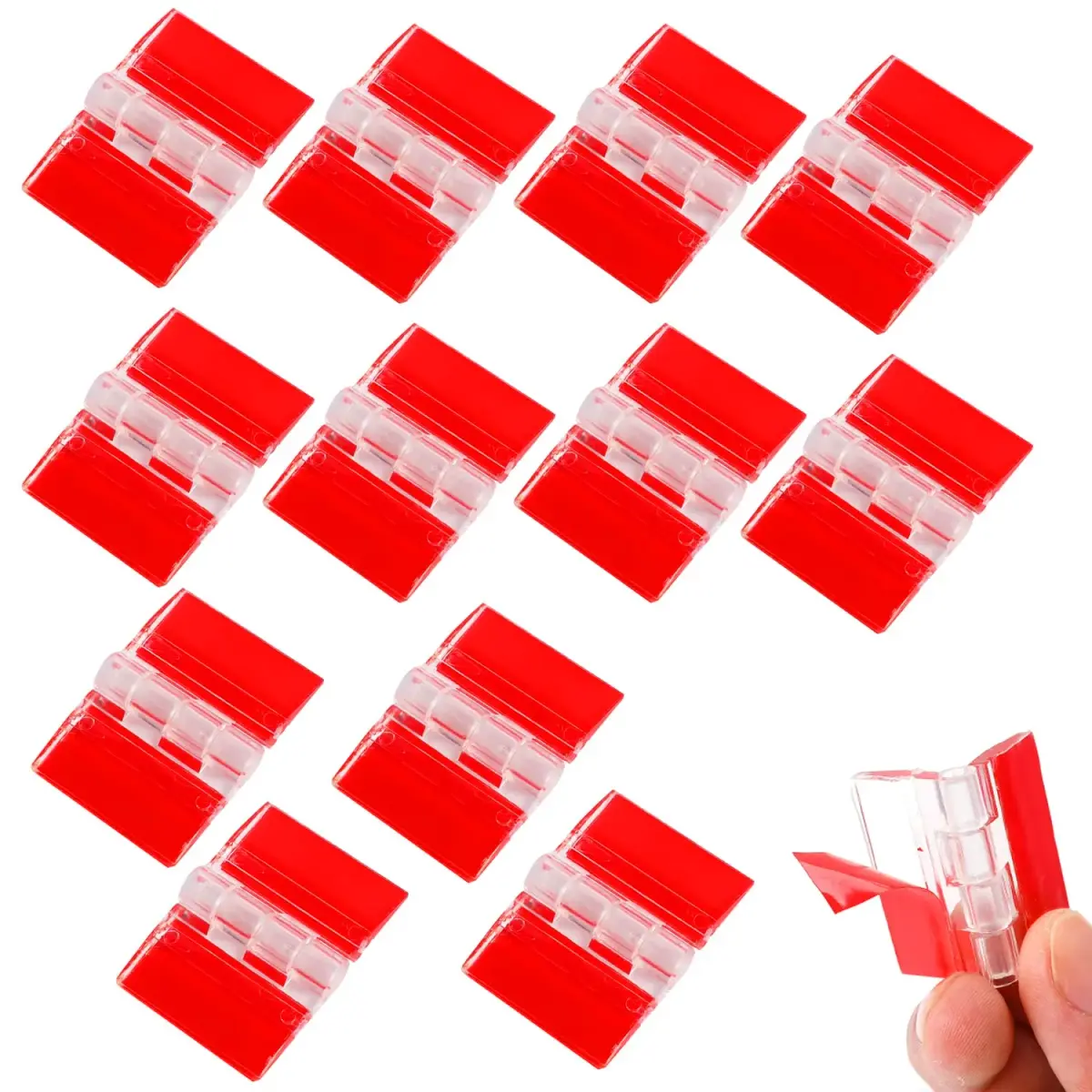 Sliverdew Clear Acrylic Small Hinges 35x25mm (12 Pcs) | Self-Adhesive Continuous Hinge for Cabinets & Crafts - main product image