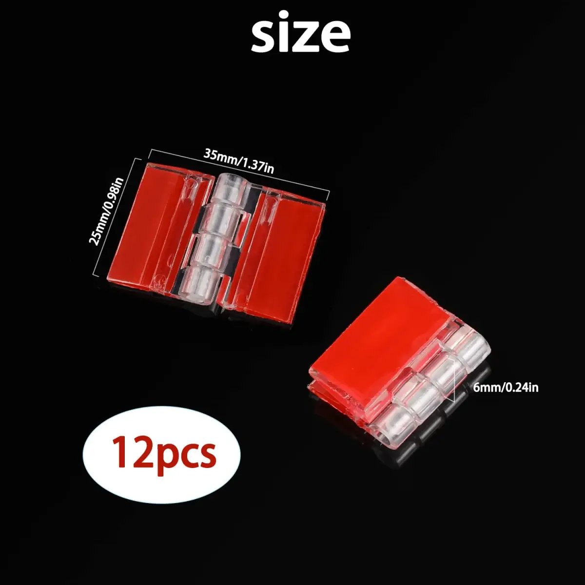Sliverdew Clear Acrylic Small Hinges 35x25mm (12 Pcs) | Self-Adhesive Continuous Hinge for Cabinets & Crafts - view 2