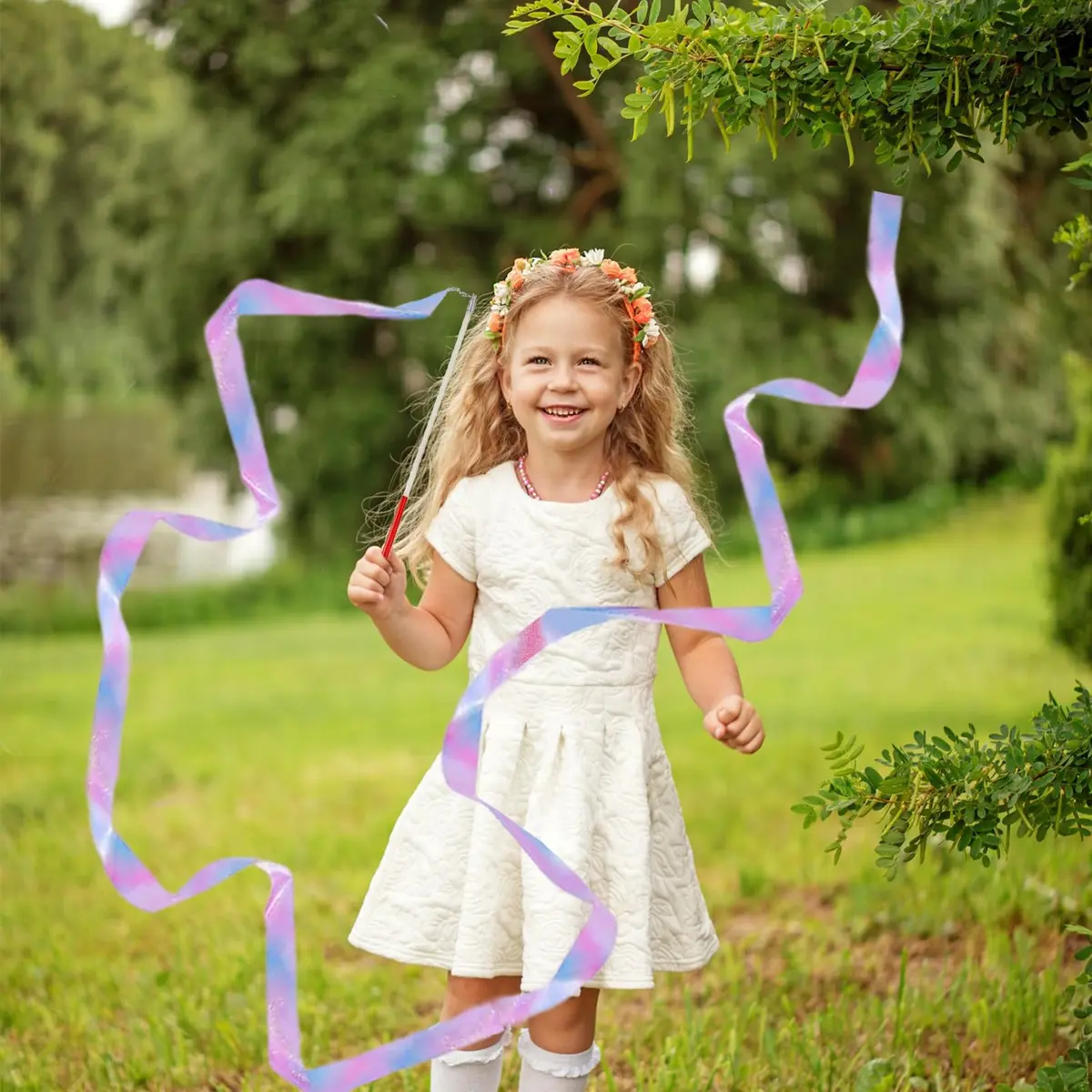 YANMIN 24pcs Dance Ribbon Wands for Kids | Colorful Princess Party Favors, Gymnastics & Dance Props (0.05kg, 24 pcs) - view 7