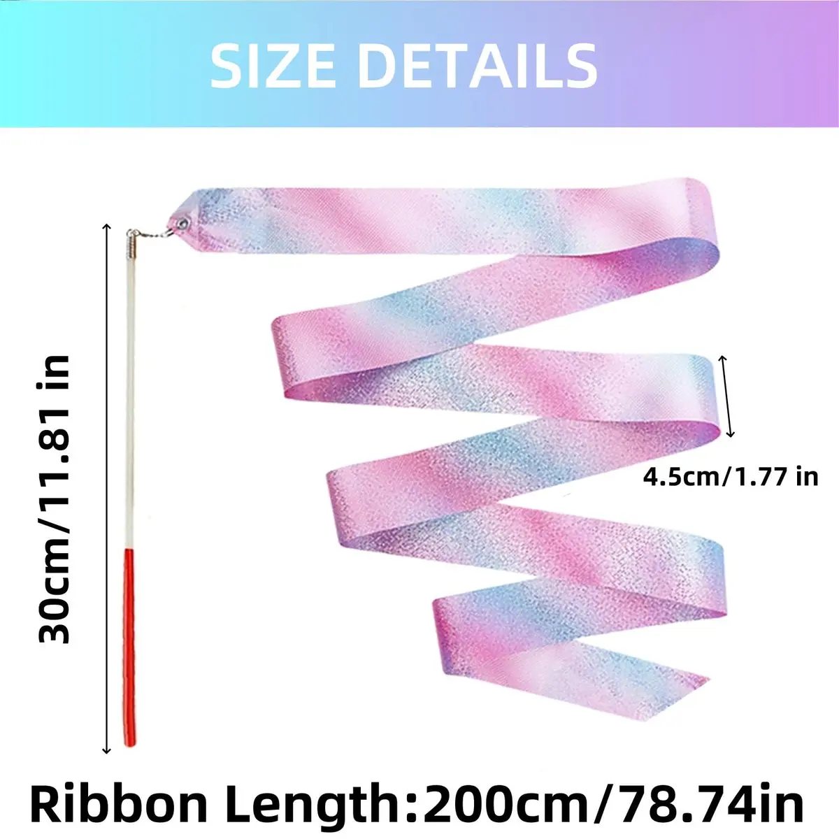 YANMIN 24pcs Dance Ribbon Wands for Kids | Colorful Princess Party Favors, Gymnastics & Dance Props (0.05kg, 24 pcs) - view 2