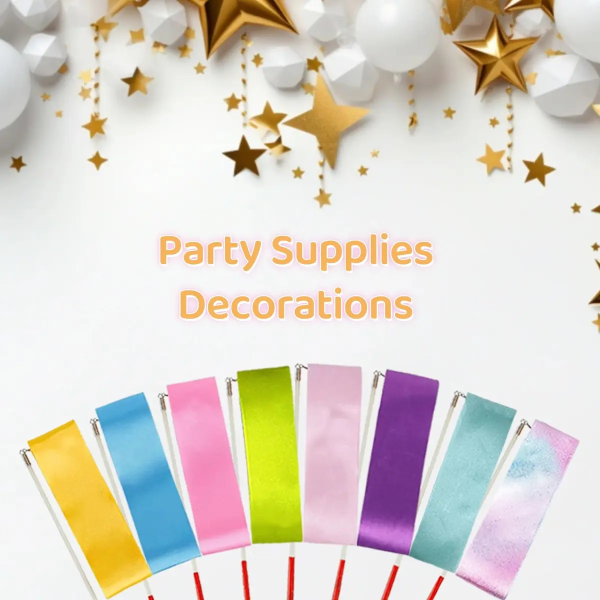 YANMIN 24pcs Dance Ribbon Wands for Kids | Colorful Princess Party Favors, Gymnastics & Dance Props (0.05kg, 24 pcs) - view 3