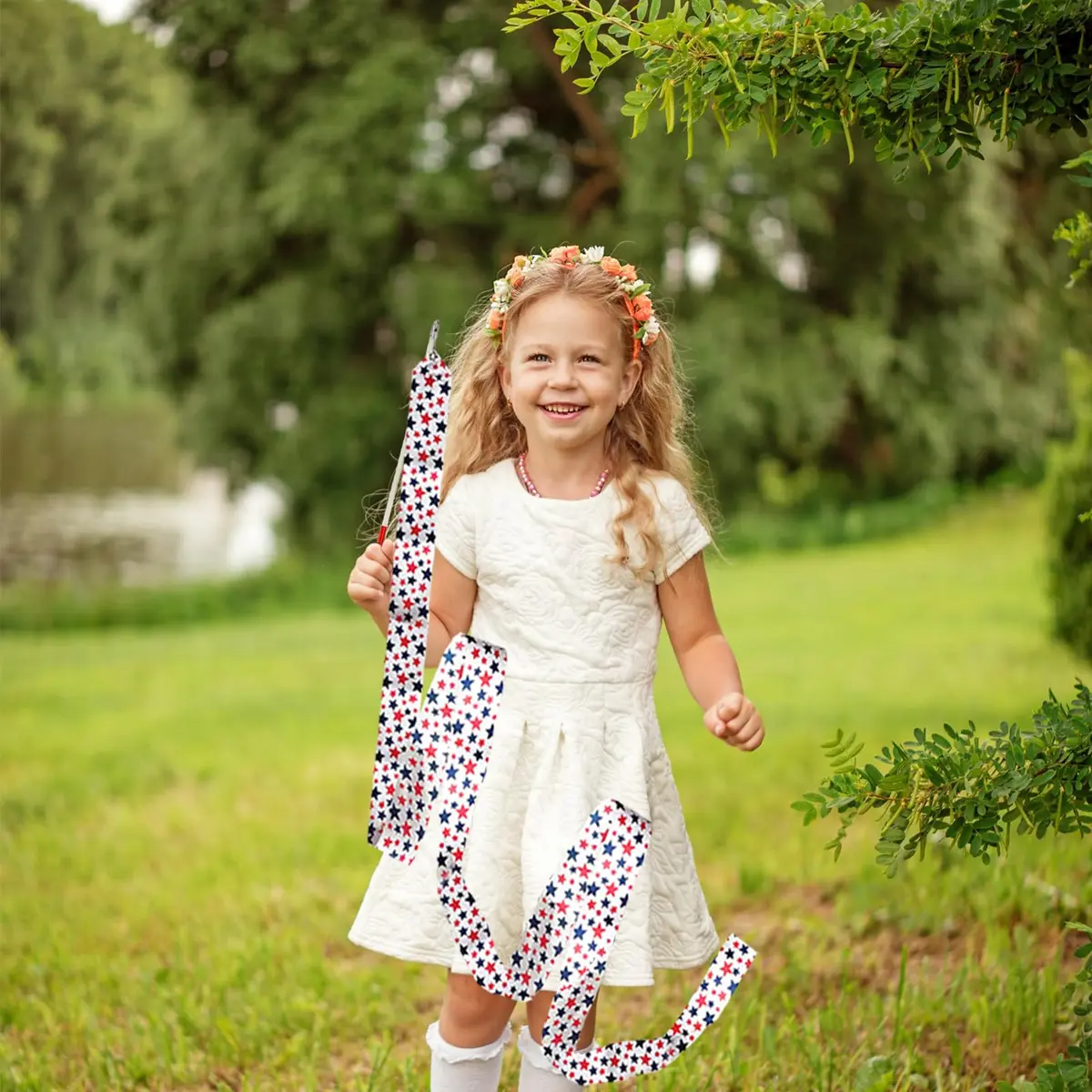 YANMIN 4th of July Party Favors 24pcs Dance Ribbon Wand for Kids 4-12 | Bright, Reusable & Safe for Indoor & Outdoor Celebrations - view 7