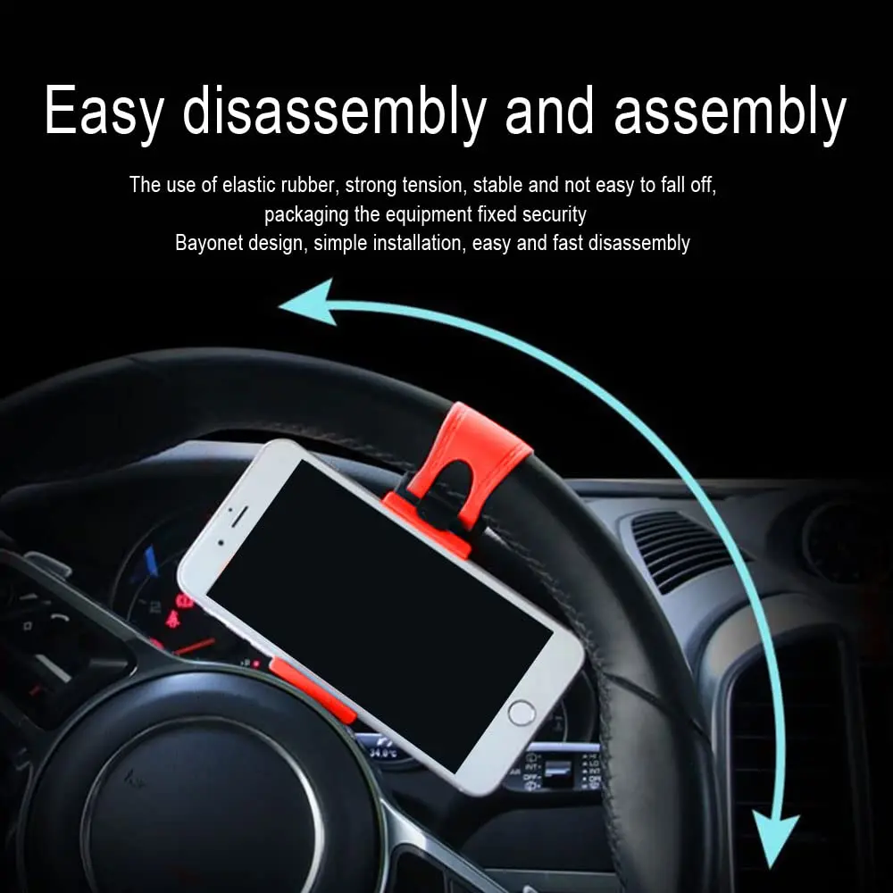 HAOBO Red Steering Wheel Phone Mount | Portable Electronic Device Mount for iPhone & Samsung (8cm x 4cm x 2.5cm) - view 5