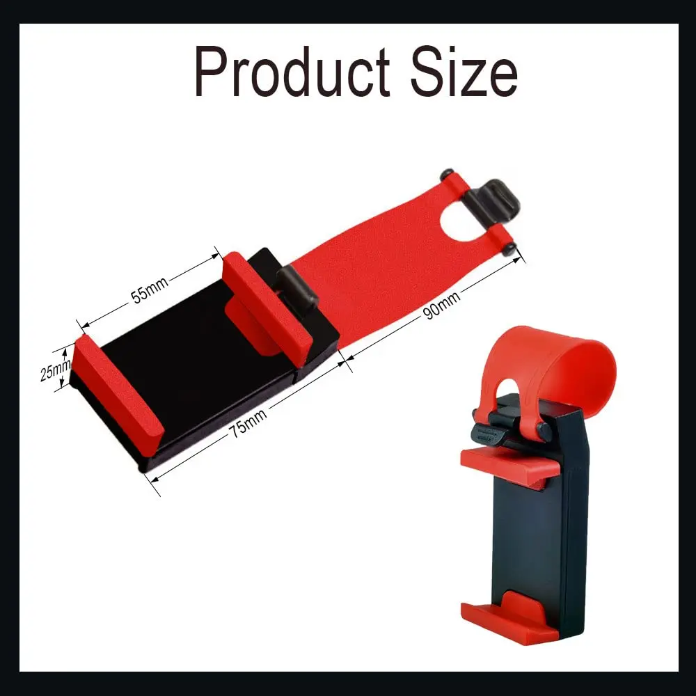 HAOBO Red Steering Wheel Phone Mount | Portable Electronic Device Mount for iPhone & Samsung (8cm x 4cm x 2.5cm) - view 2