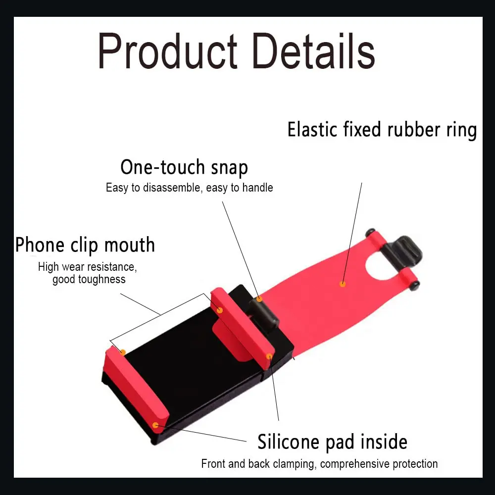 HAOBO Red Steering Wheel Phone Mount | Portable Electronic Device Mount for iPhone & Samsung (8cm x 4cm x 2.5cm) - view 3