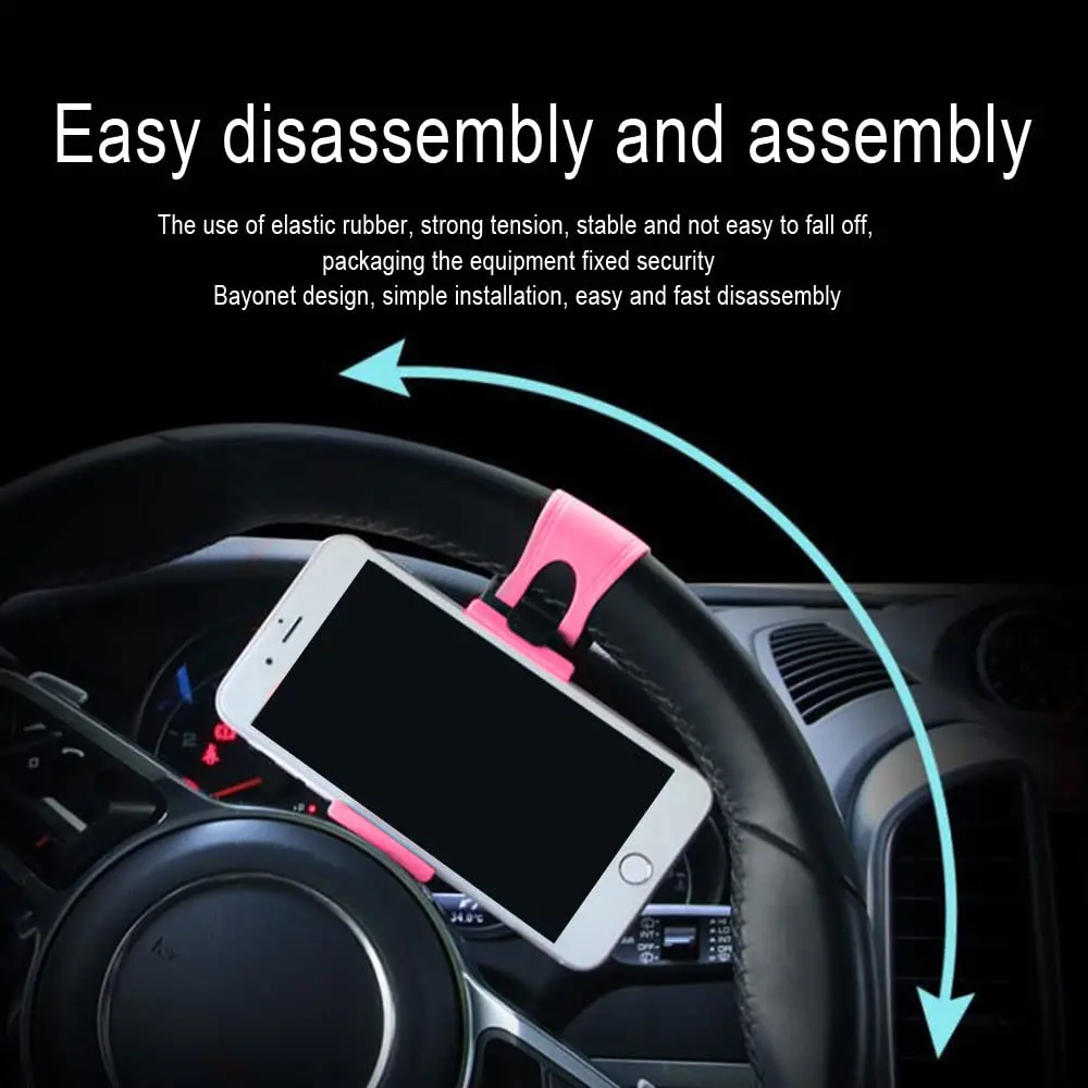 HAOBO Pink Steering Wheel Phone Mount | Portable Electronic Device Mount for iPhone & Samsung - view 5