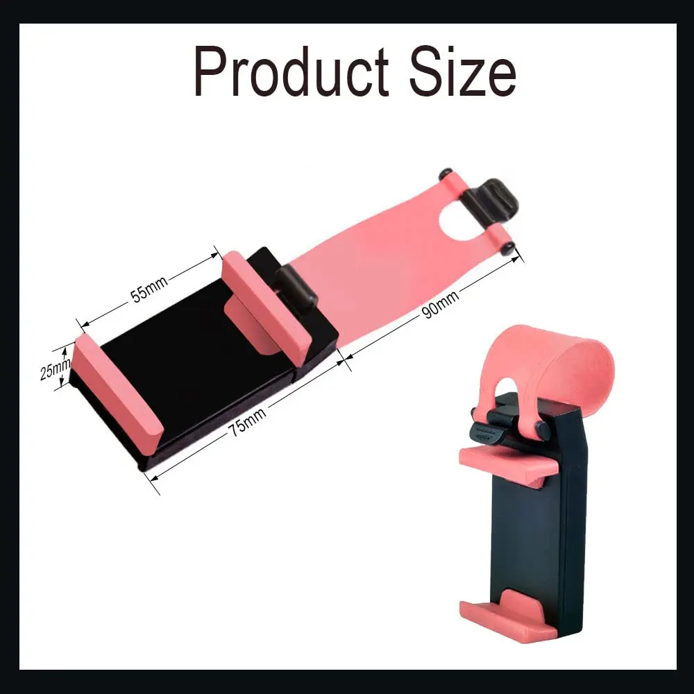 HAOBO Pink Steering Wheel Phone Mount | Portable Electronic Device Mount for iPhone & Samsung - view 2
