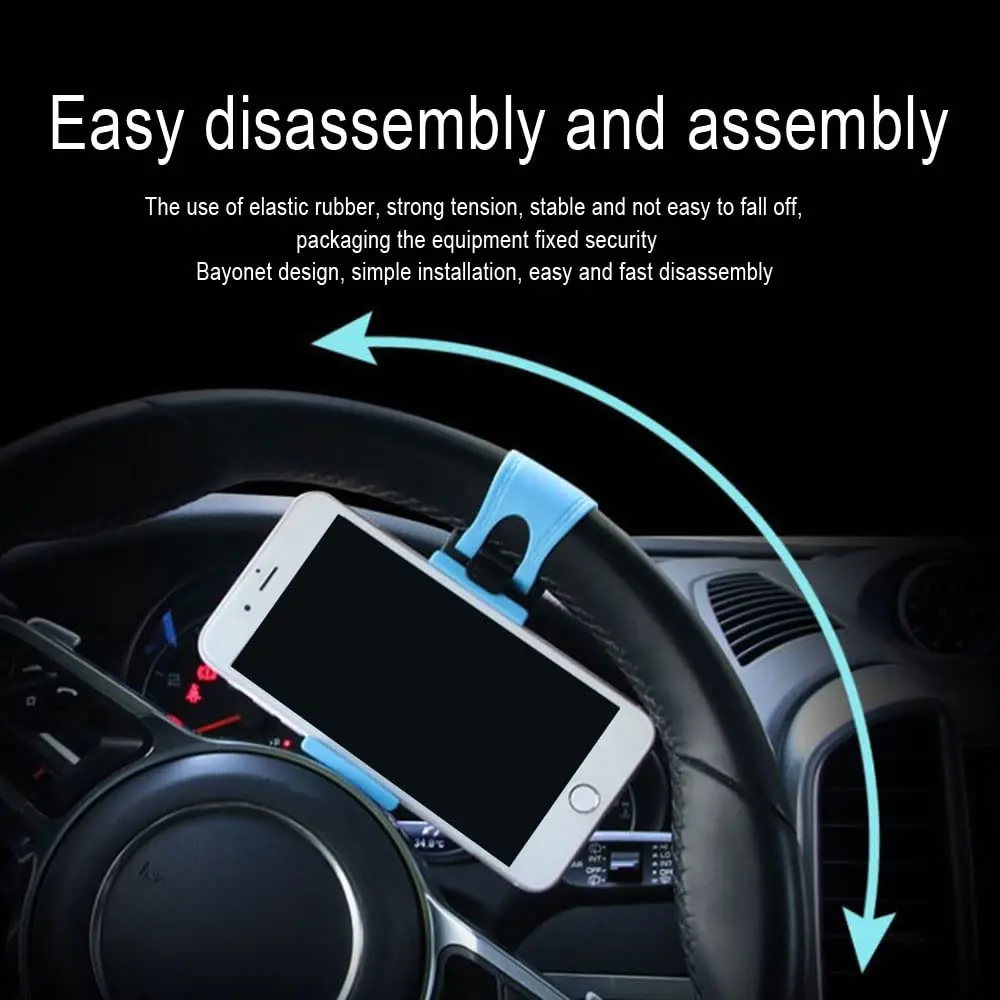 HAOBO Blue Steering Wheel Phone Mount | Fits Phones 55-75mm Wide - view 5