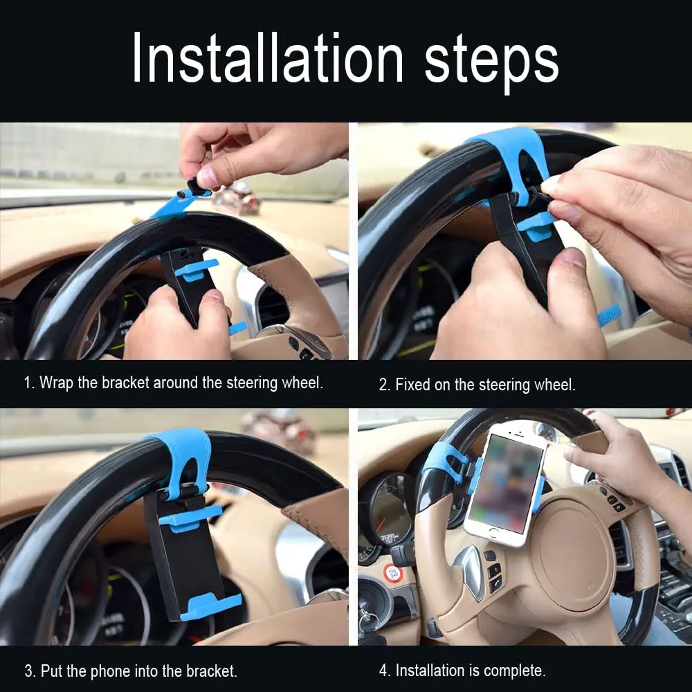 HAOBO Blue Steering Wheel Phone Mount | Fits Phones 55-75mm Wide - view 6