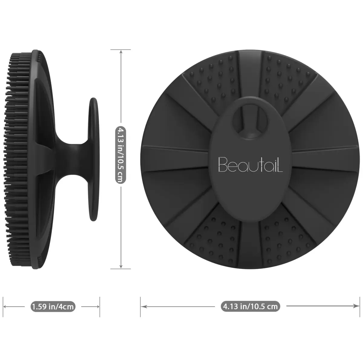 BEAUTAIL Silicone Body Scrubber Gentle Exfoliating Shower Brush for Body Black 1 Pc - view 7