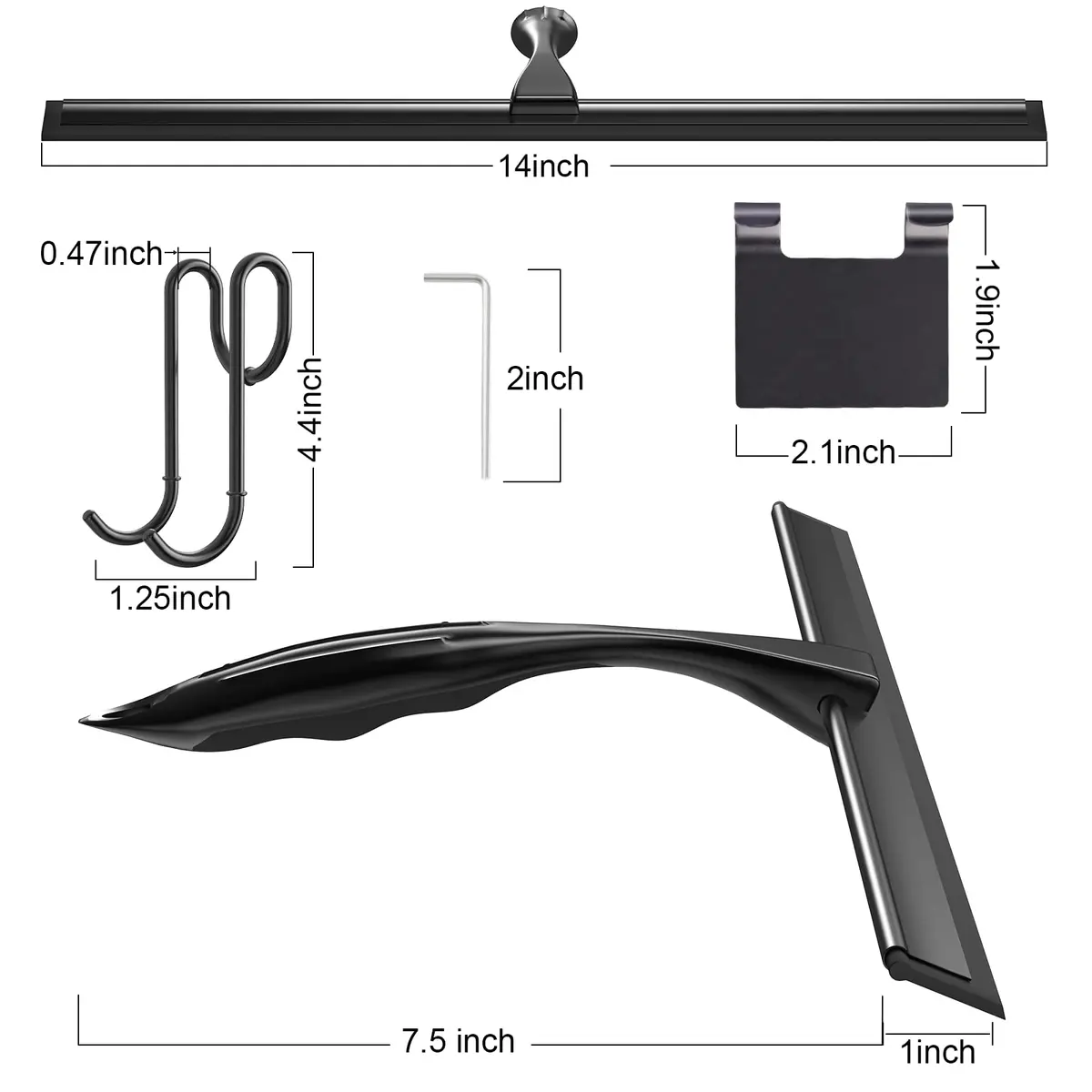 TOOVEM 14'' Shower Squeegee for Glass Doors & Windows | Stainless Steel Bathroom Tool - view 5