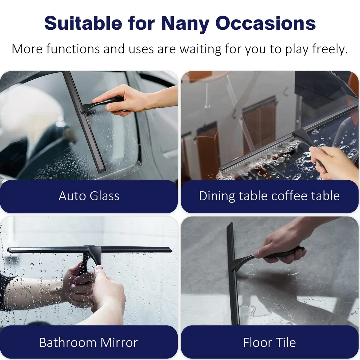 TOOVEM 14'' Shower Squeegee for Glass Doors & Windows | Stainless Steel Bathroom Tool - view 8