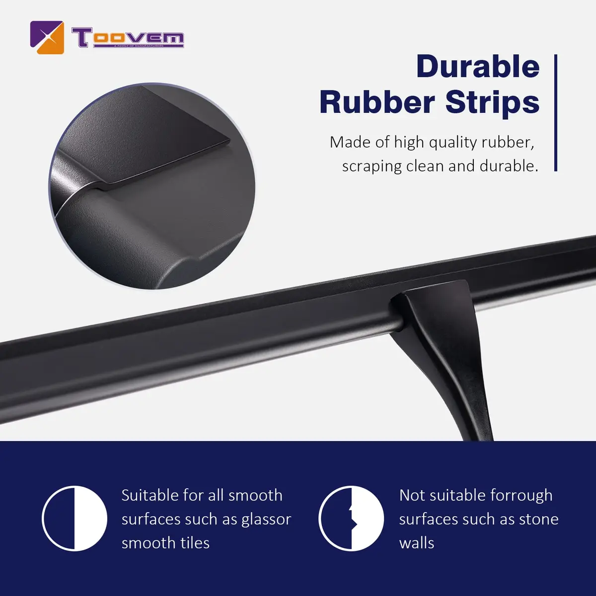TOOVEM 14'' Shower Squeegee for Glass Doors & Windows | Stainless Steel Bathroom Tool - view 3