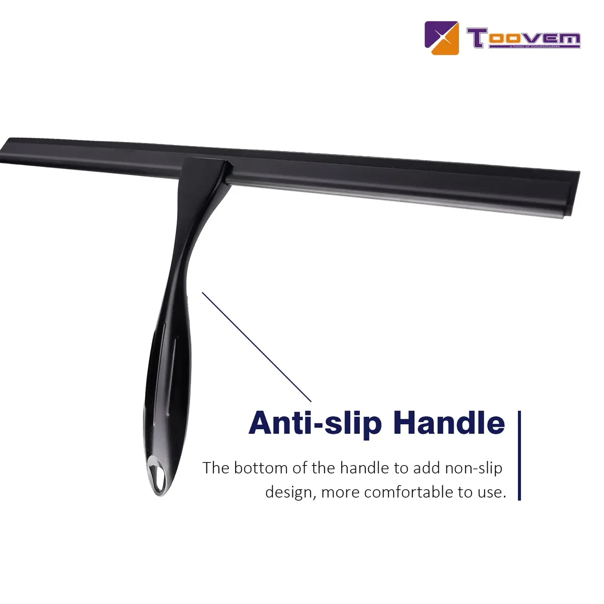 TOOVEM 14'' Shower Squeegee for Glass Doors & Windows | Stainless Steel Bathroom Tool - view 4