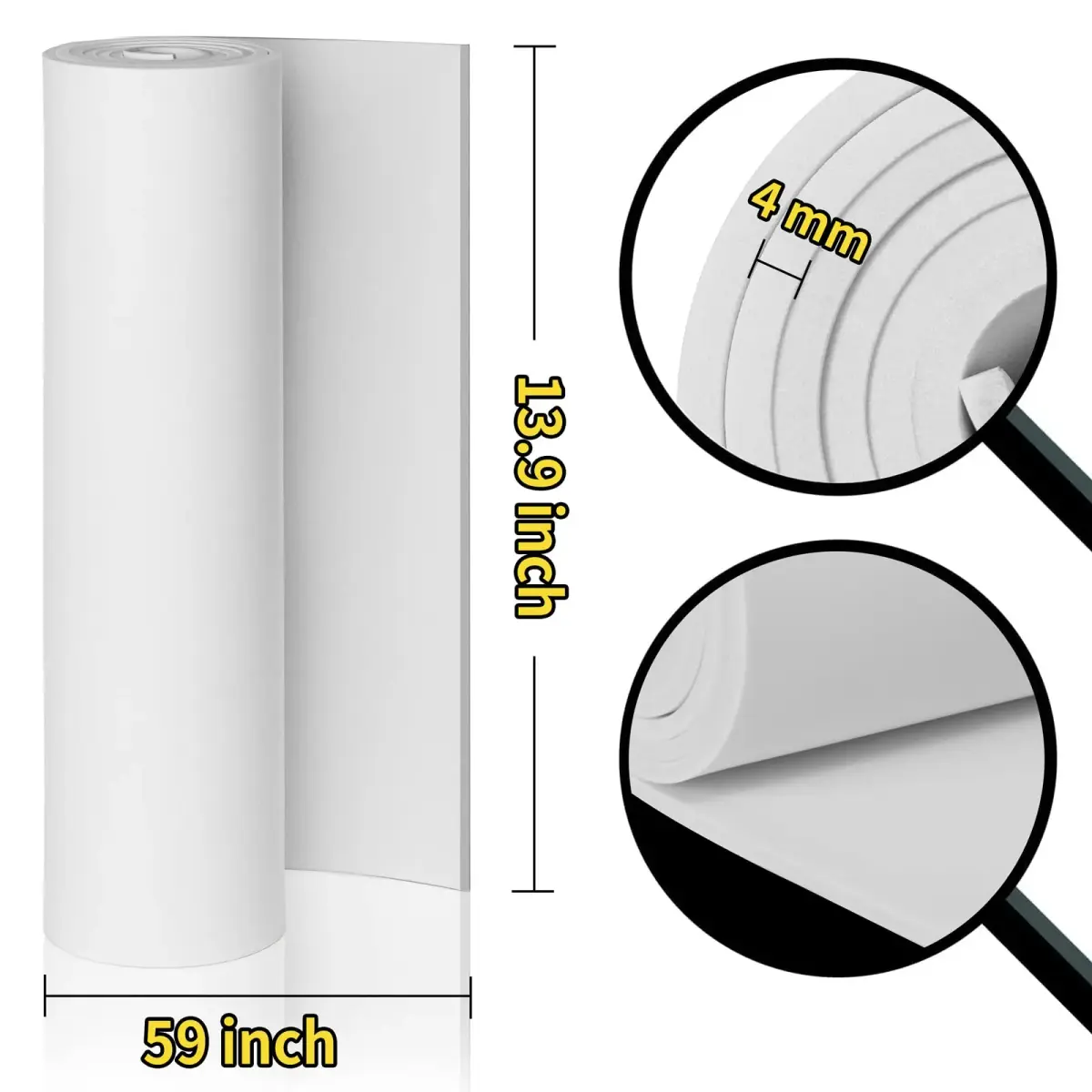 MEARCOOH White EVA Foam Roll 4mm Thick (150cm x 35.5cm) | High Density 86kg/m³ Cosplay Craft Foam - view 2
