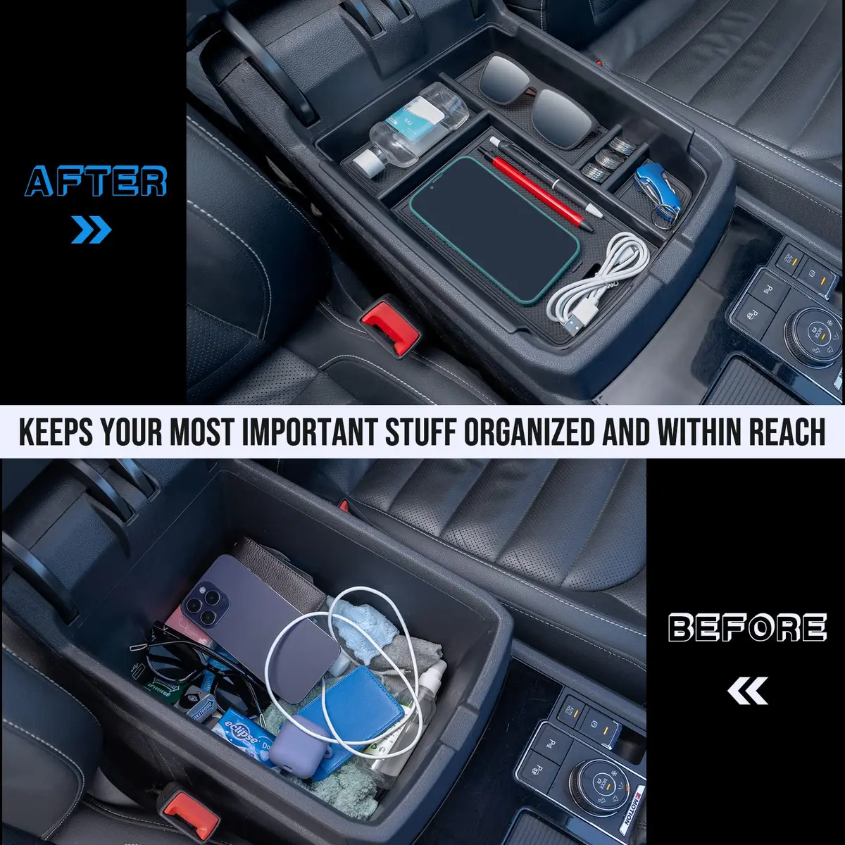 TOPINSTALL Center Console Tray for VW Atlas 2018-2023 | Interior Organizer & Storage - view 2