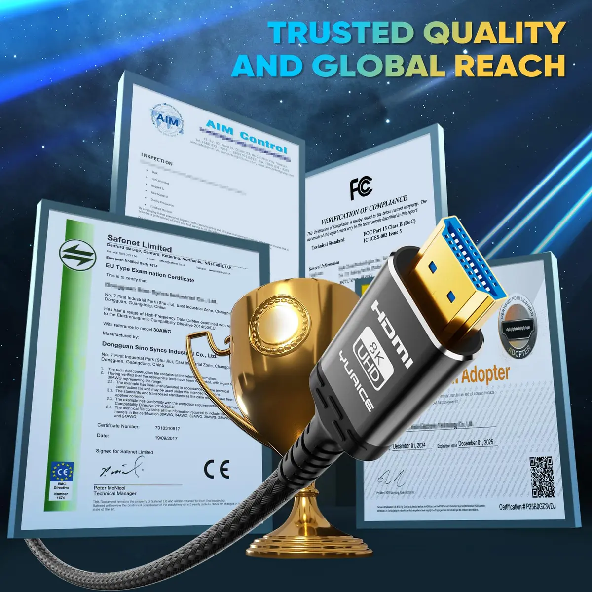 Yuaice 10K 8K 4K HDMI 2.1 Cable 10FT/3M | Ultra High Speed 48Gbps Braided Cord with 8K@60Hz & 4K@120Hz - view 6