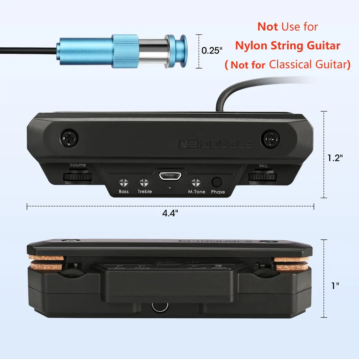 SUNYIN Acoustic Guitar Pickup Rechargeable Active Soundhole Adjustable Magnetic Coil - view 2