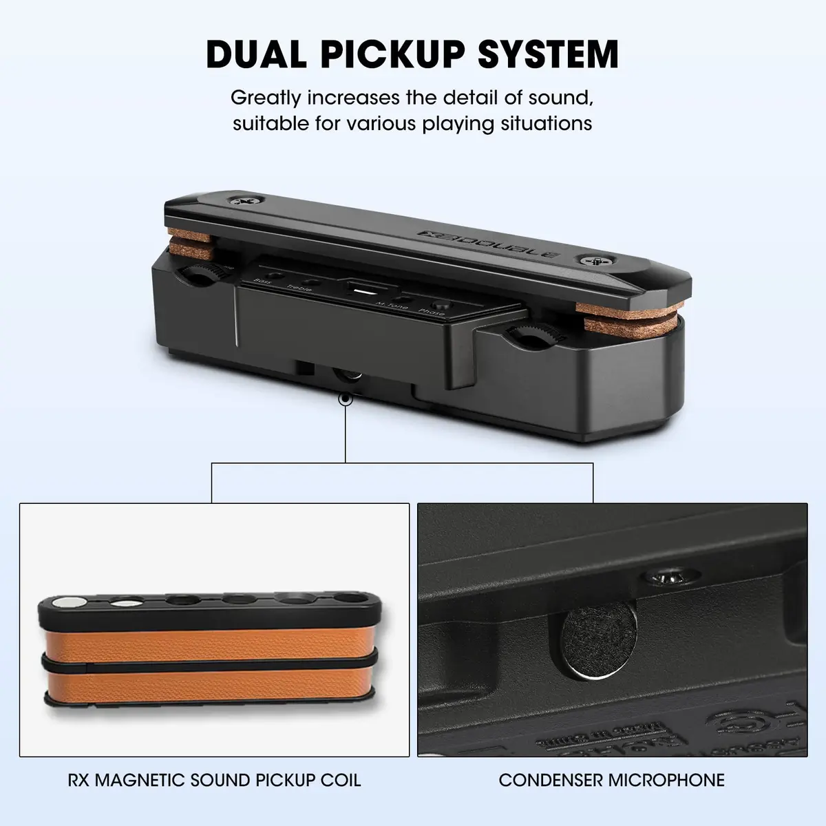 SUNYIN Acoustic Guitar Pickup Rechargeable Active Soundhole Adjustable Magnetic Coil - view 3