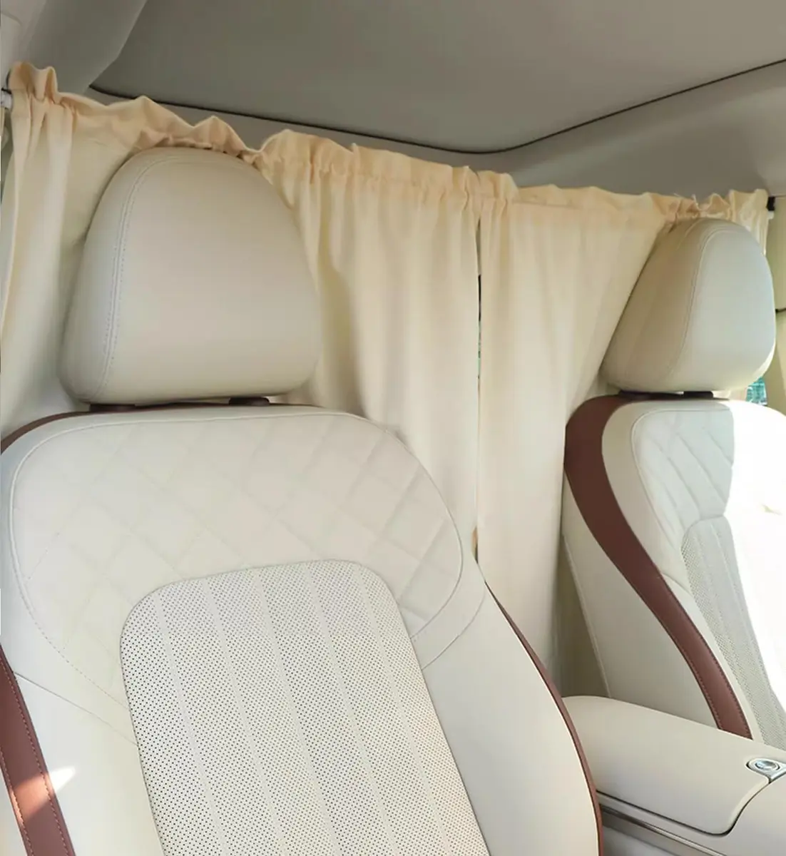 MEEWOO Car Divider Privacy Curtain, Blackout Suede Sun Shade Cover, Large Beige | Creates First-Class Car Space - main product image