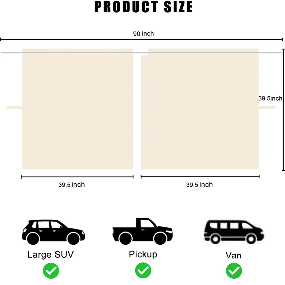 MEEWOO Car Divider Privacy Curtain, Blackout Suede Sun Shade Cover, Large Beige | Creates First-Class Car Space - view 2