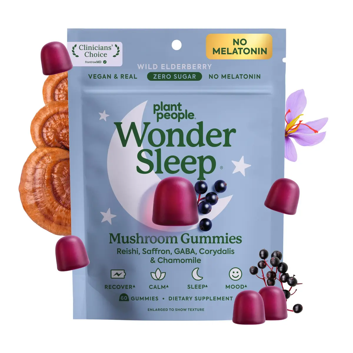 Plant People WonderSleep Mushroom Gummies Supplement for Sleep, 60ct | Natural Relaxation & Rest Support - main product image