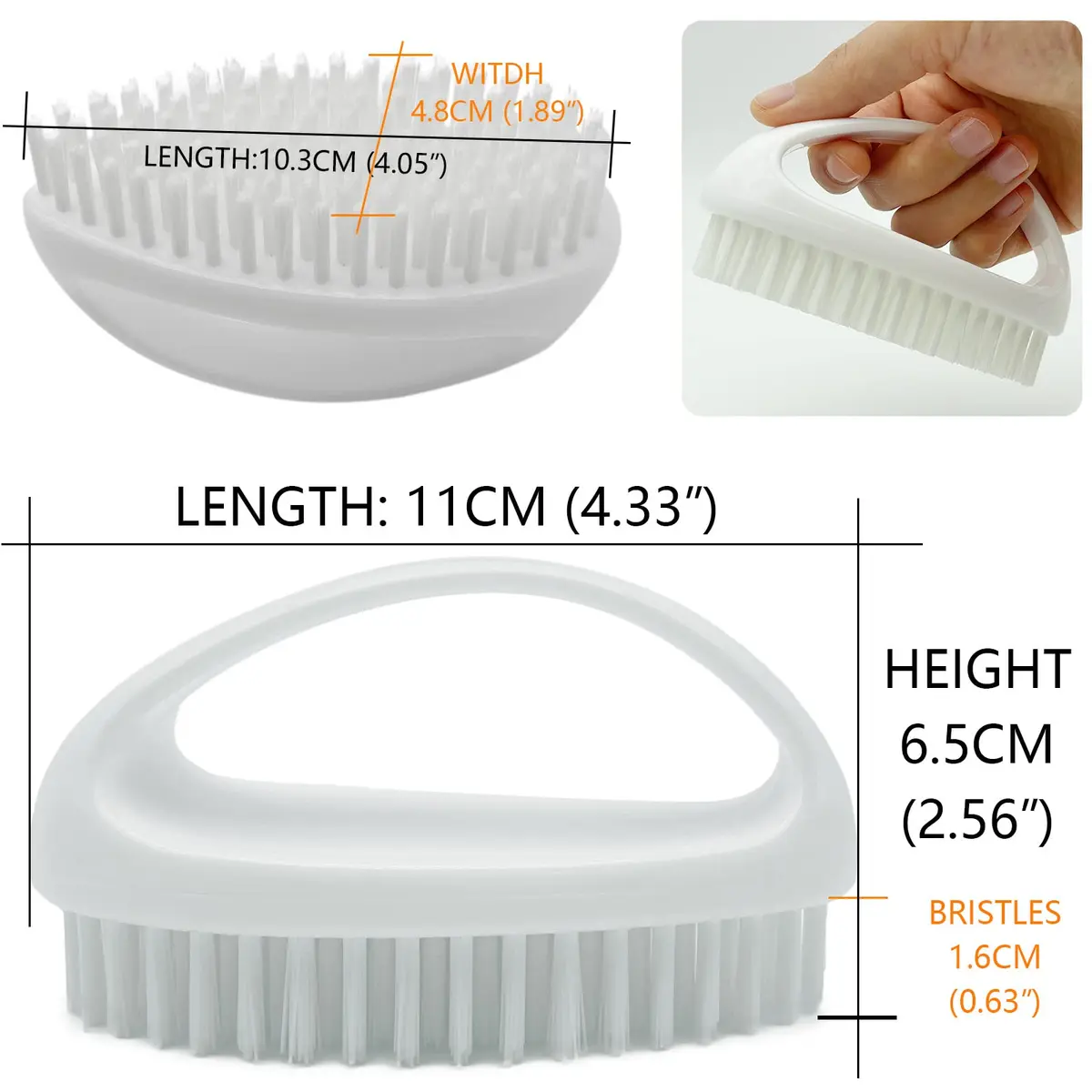 GKETN Nail Brush for Cleaning Fingernails Stiff Nylon Bristles Scrub Hand | Heavy Duty, Durable & Effective - view 3