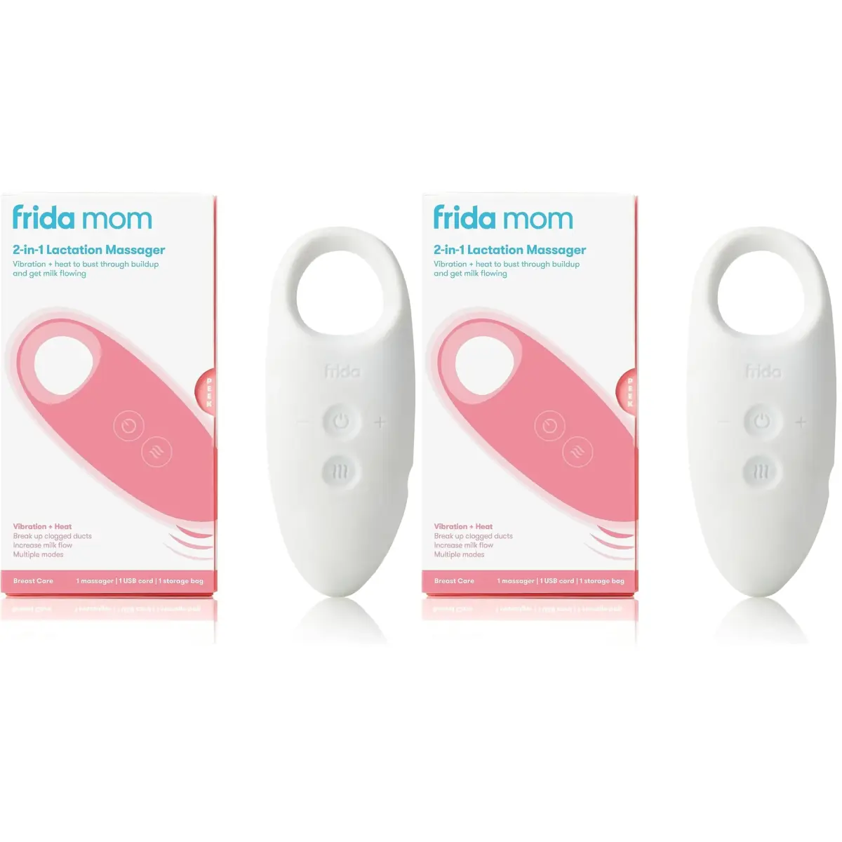 Frida Mom 2-in-1 Lactation Massager with Heat & Vibration, White (Pack of 2) | USB Rechargeable for Clogged Milk Ducts - main product image