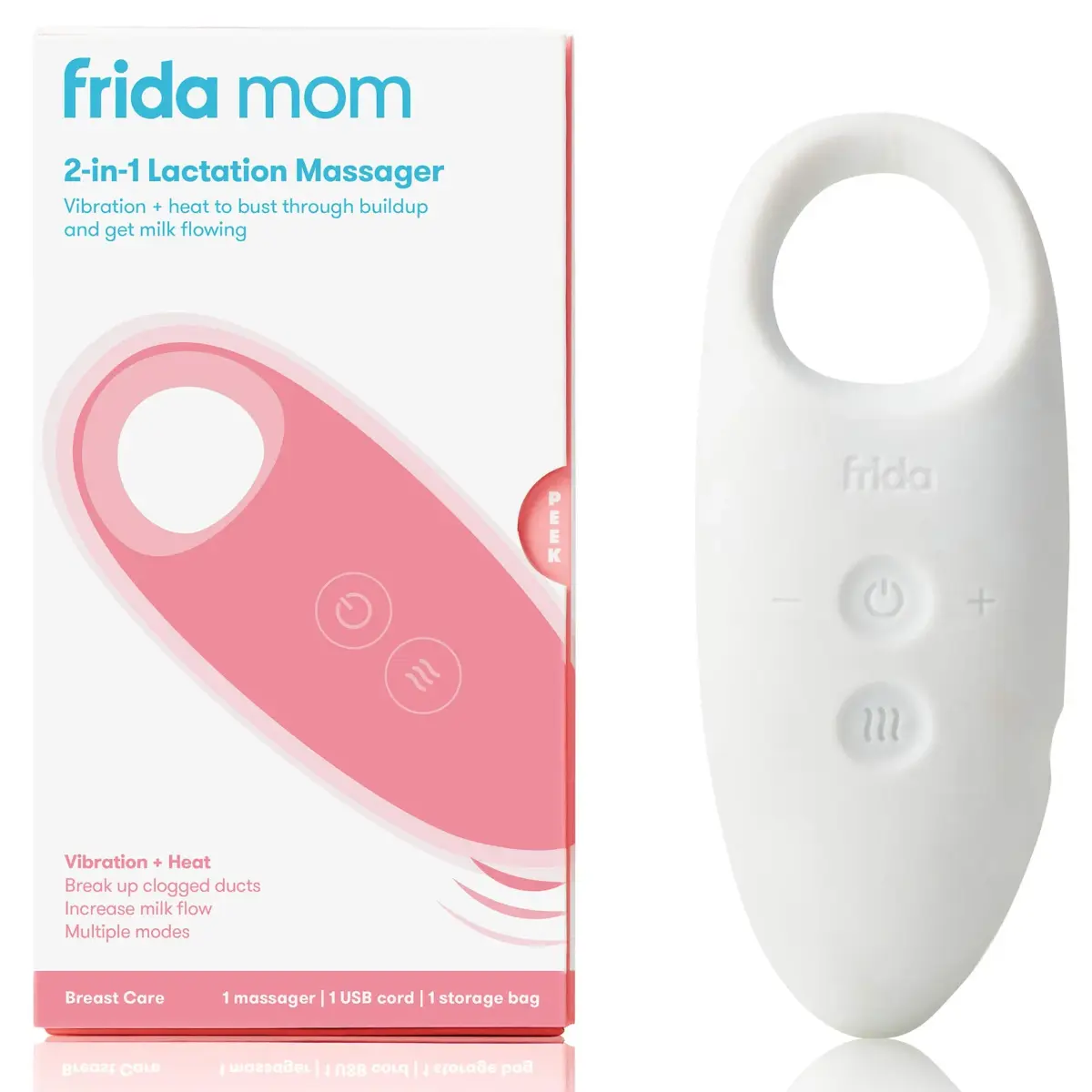 Frida Mom 2-in-1 Lactation Massager with Heat & Vibration, White (Pack of 2) | USB Rechargeable for Clogged Milk Ducts - view 2