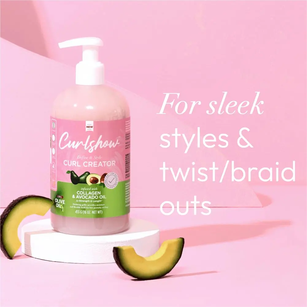 ORS Curlshow Curl Creator Gel, 16 oz | Collagen & Avocado Oil for Strength & Length - view 4