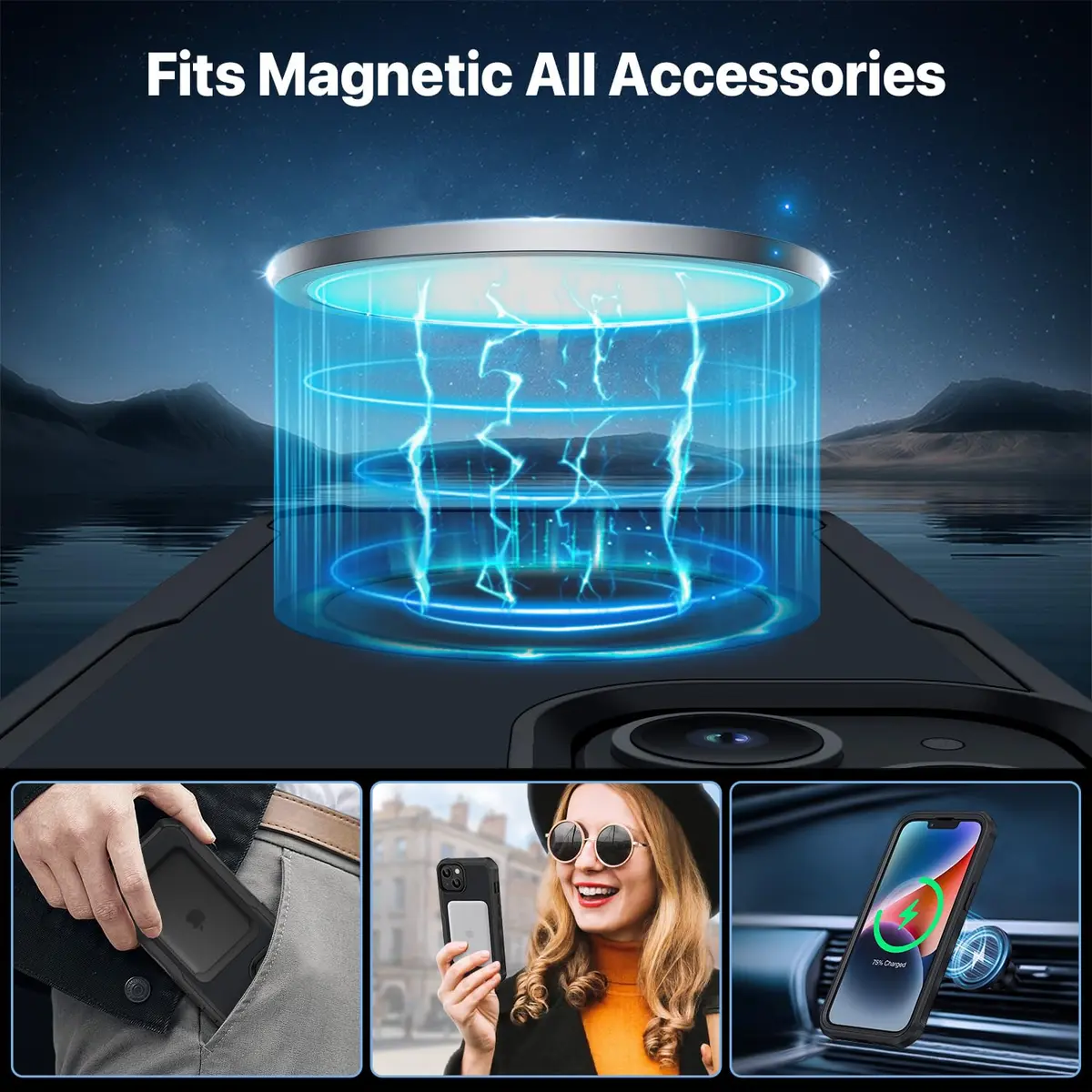 CENHUFO Privacy Case for iPhone 14/13 (6.1") with Built-in Screen & Camera Protector | Full Body Shockproof Magsafe Compatible - view 4