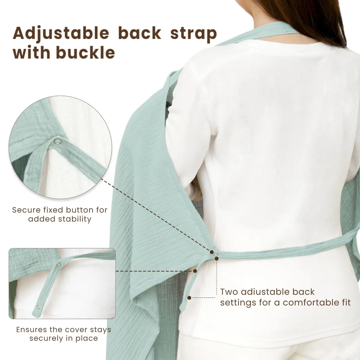 Konssy Muslin Nursing Cover Up for Breastfeeding with Rigid Hoop - Green, 100% Cotton (Muslin) - view 5