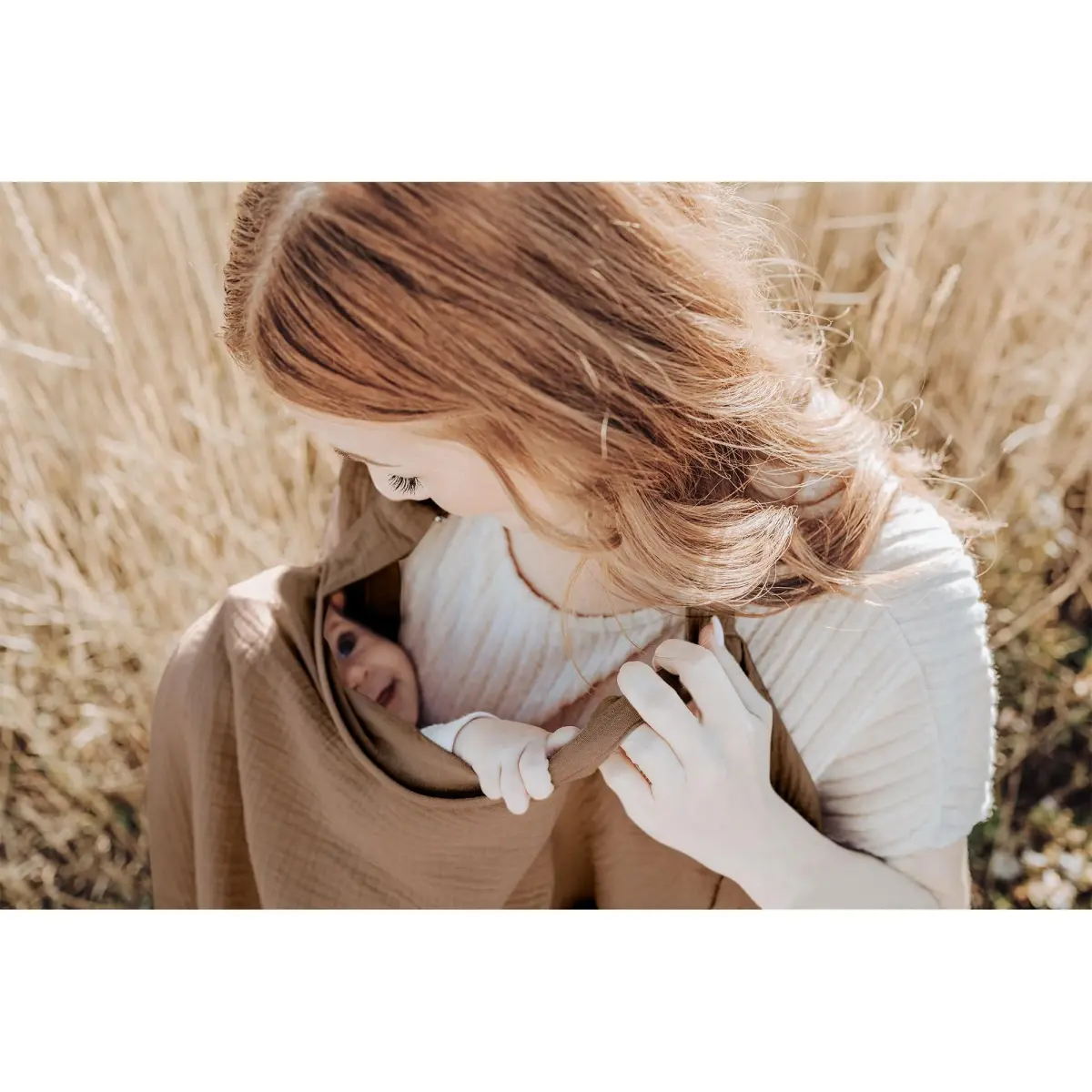 Konssy Muslin Nursing Cover Up for Breastfeeding with Rigid Hoop, 100% Cotton (Brown) | Breathable & Skin-Friendly for Moms & Babies - view 4