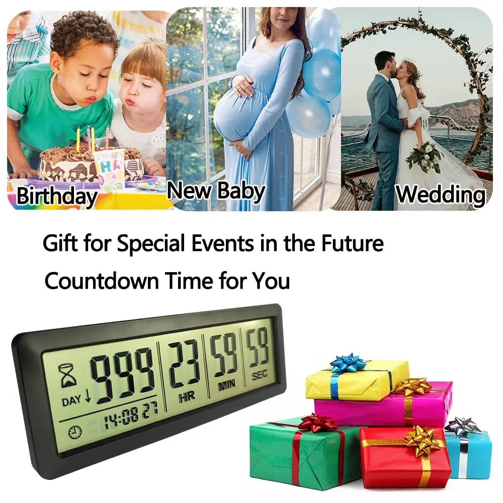 MOSTRUST Digital Countdown Days Timer, Black | Large LCD Screen, 999 Days Support, Easy Setup - view 5
