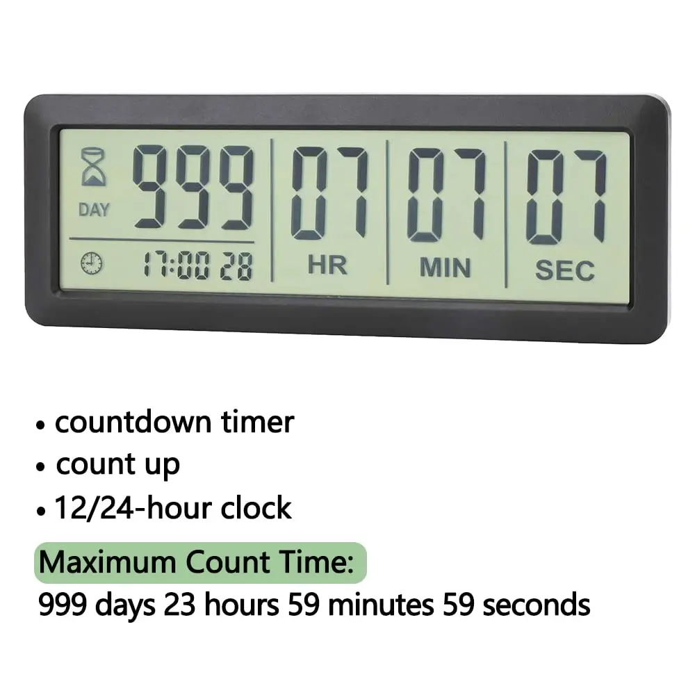 MOSTRUST Digital Countdown Days Timer, Black | Large LCD Screen, 999 Days Support, Easy Setup - view 2