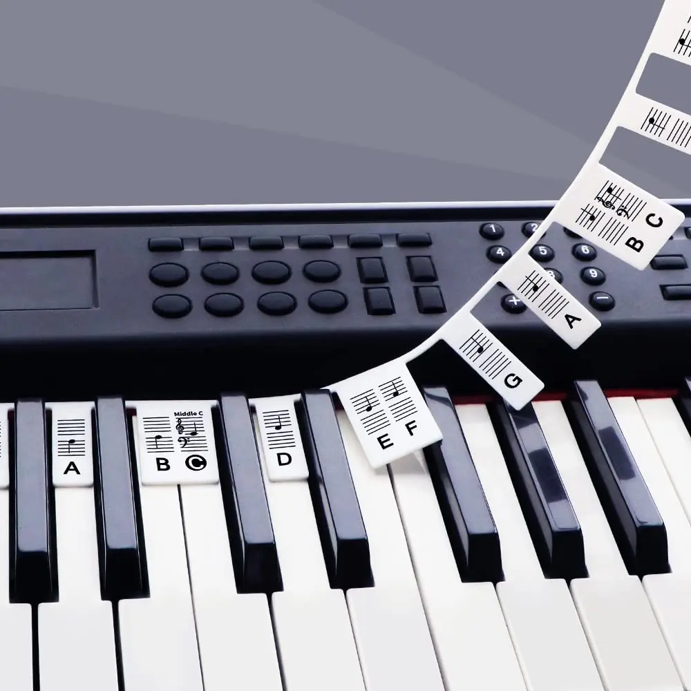 GICUNK Piano Keyboard Stickers for 88 Keys | Removable Silicone Note Labels for Beginners - main product image
