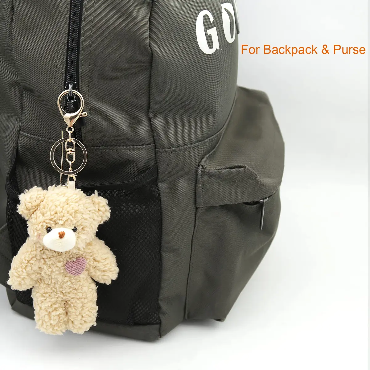 Zitokin Bear Plush Keychain Toys for Kids with Purple Heart 5" Inch Stuffed Teddy Plushie Backpack Purse Pendant Gift for Girls - view 2