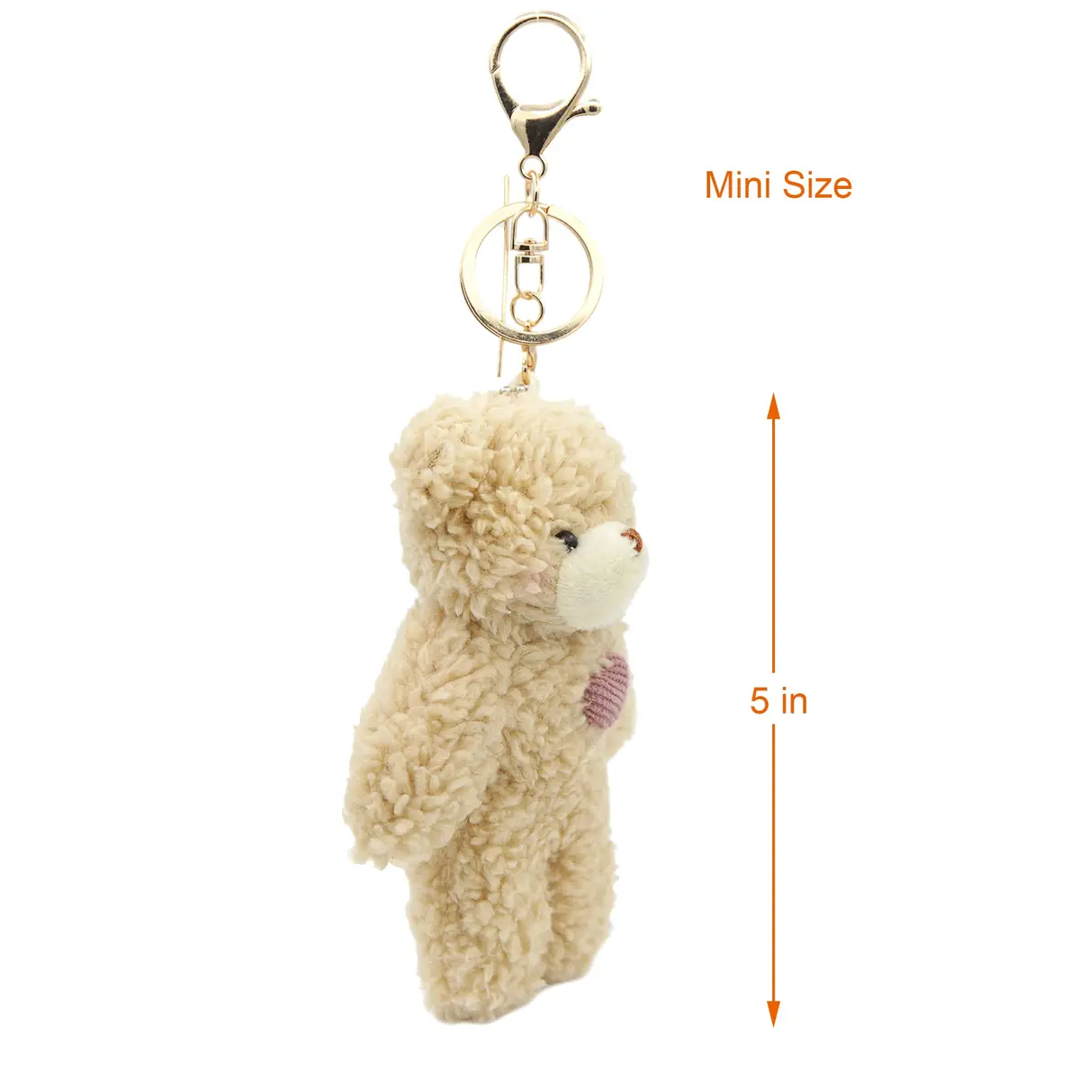 Zitokin Bear Plush Keychain Toys for Kids with Purple Heart 5" Inch Stuffed Teddy Plushie Backpack Purse Pendant Gift for Girls - view 3