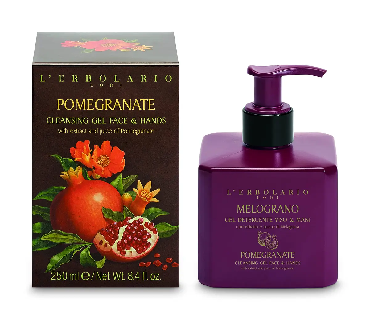 L'Erbolario Pomegranate Face and Hands Cleansing Gel - Moisturizing & Refreshing Daily Wash - Toning & Antioxidant - 8.4 oz - main product image