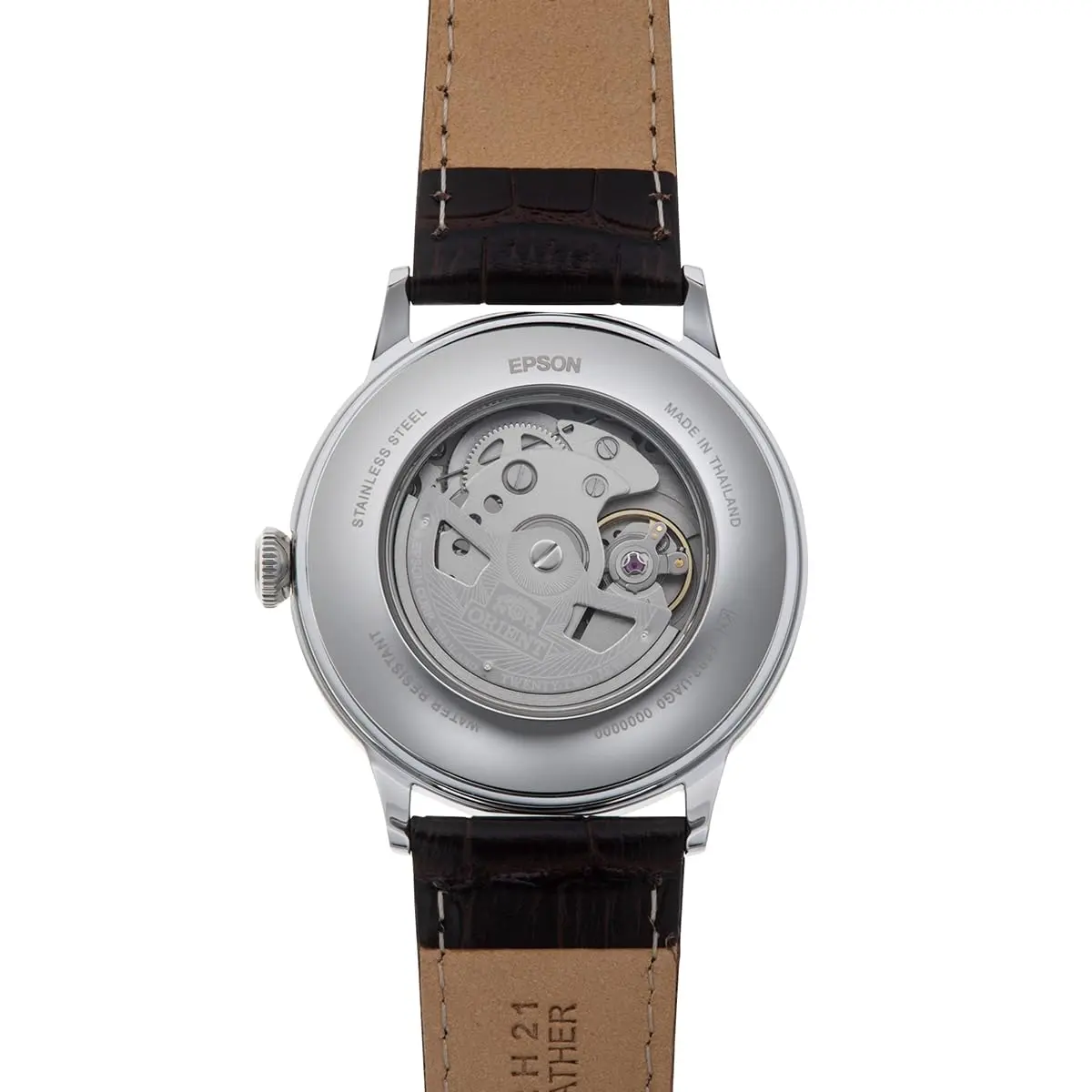 Orient Bambino RN-AK0703E Automatic Watch, Green Dial, 40.5mm Stainless Steel Case, Brown Calf Strap - view 2