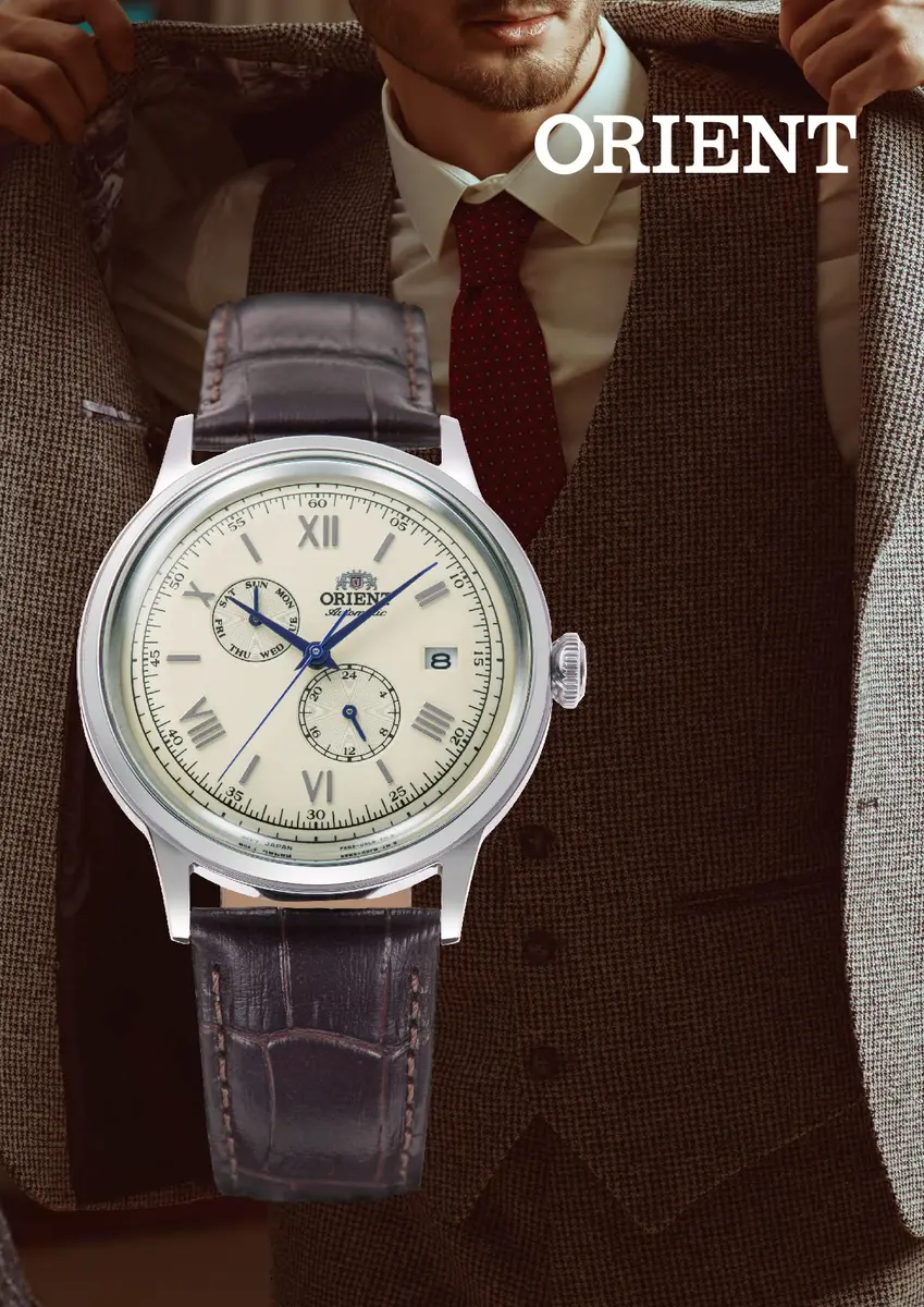 Orient Bambino RN-AK0703E Automatic Watch, Green Dial, 40.5mm Stainless Steel Case, Brown Calf Strap - view 3