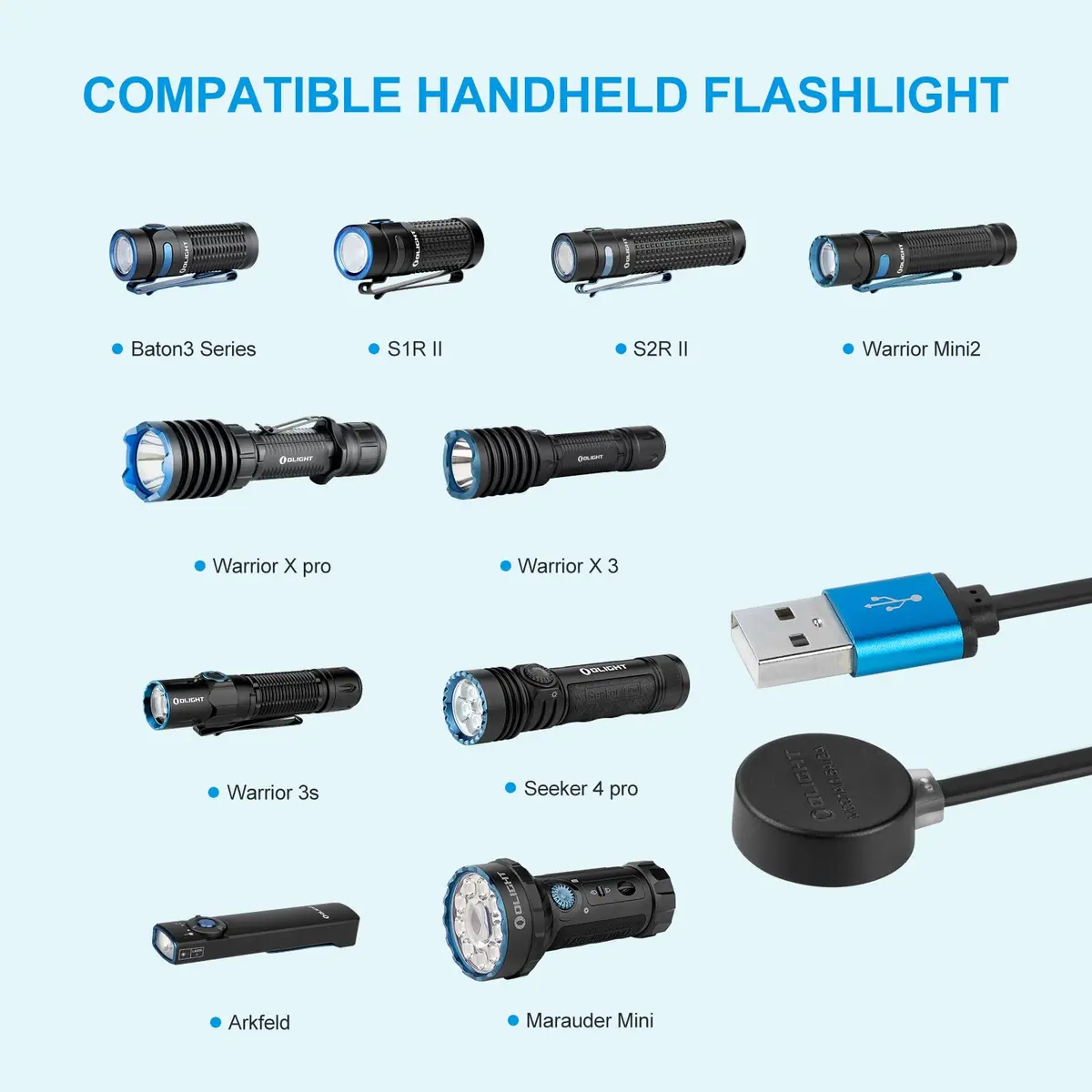 OLIGHT MCC 3 Charger in Black | Compact Magnetic USB-C Cable for Flashlights - view 3