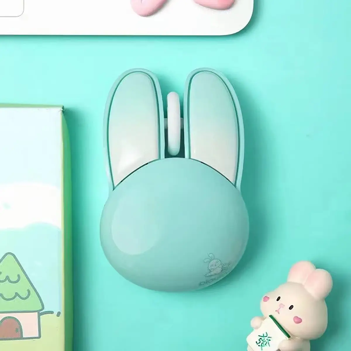 Lomiluskr Cute Bunny Wireless Mouse 1200 DPI | Silent, Lightweight, Candy Colors for Girls & Kids - view 2