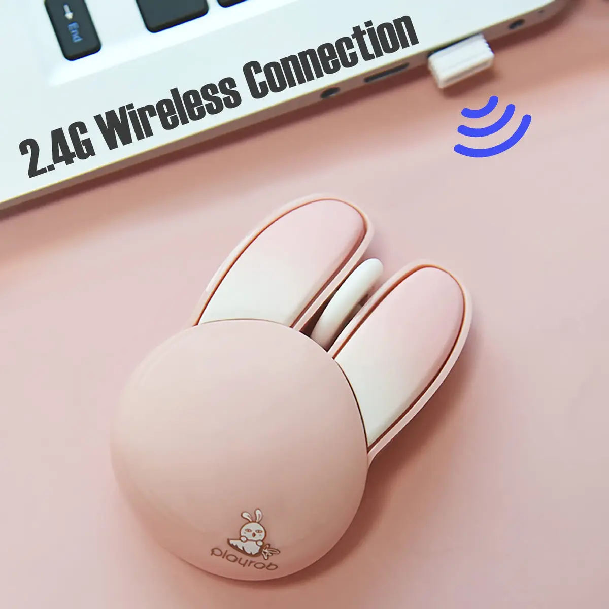 Lomiluskr Cute Bunny Wireless Mouse 1200 DPI | Silent, Lightweight, Candy Colors for Girls & Kids - view 3