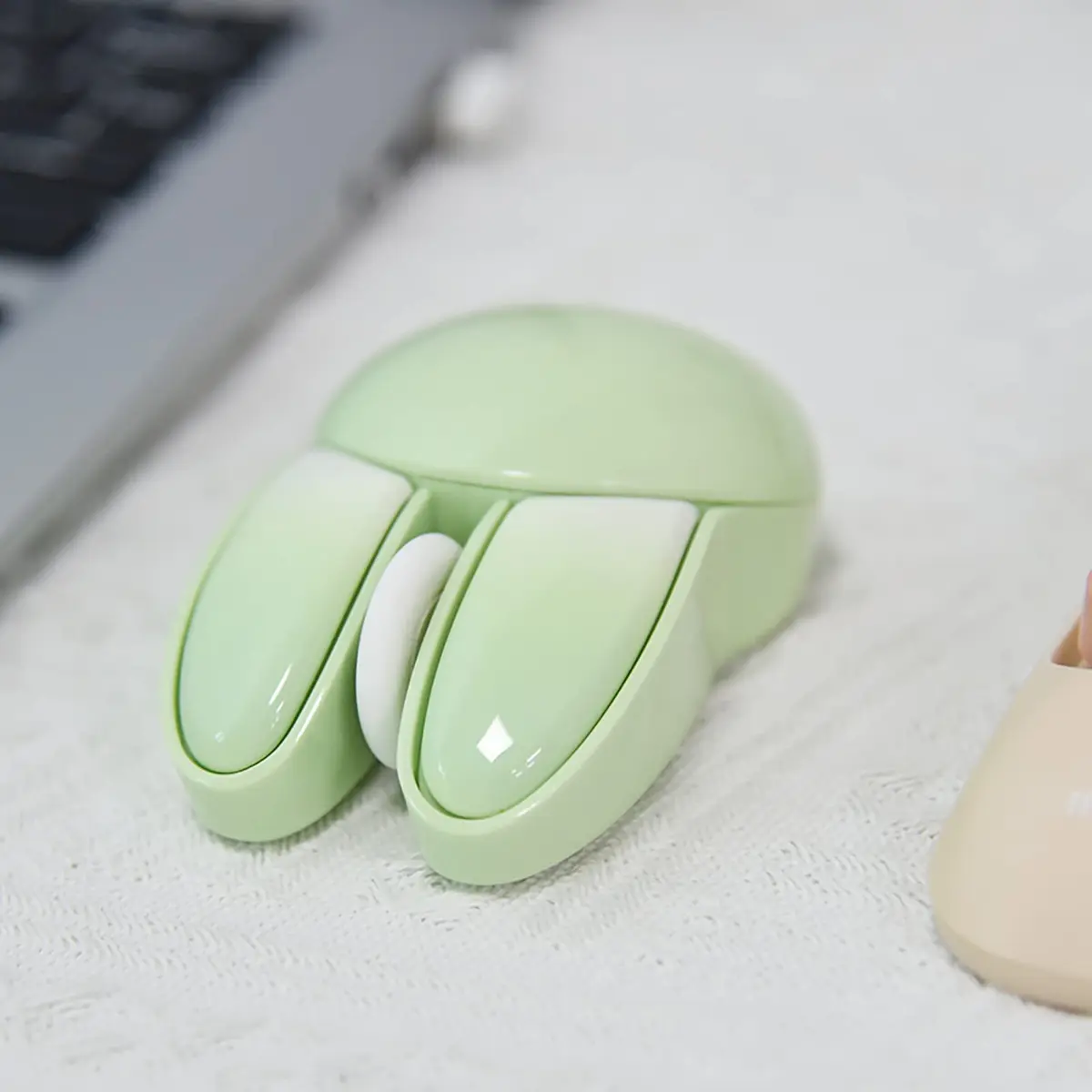 Lomiluskr Cute Bunny Wireless Mouse 59g | Silent 1200 DPI, Candy Colors, Kids & Girls (Green Bunny) - view 5