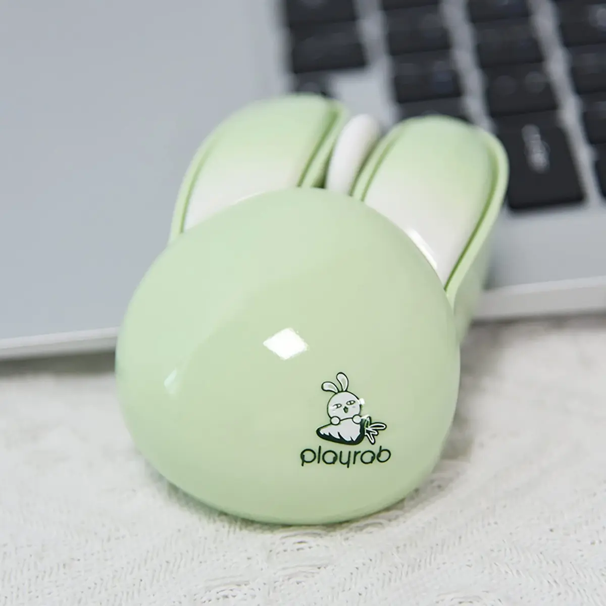 Lomiluskr Cute Bunny Wireless Mouse 59g | Silent 1200 DPI, Candy Colors, Kids & Girls (Green Bunny) - view 6