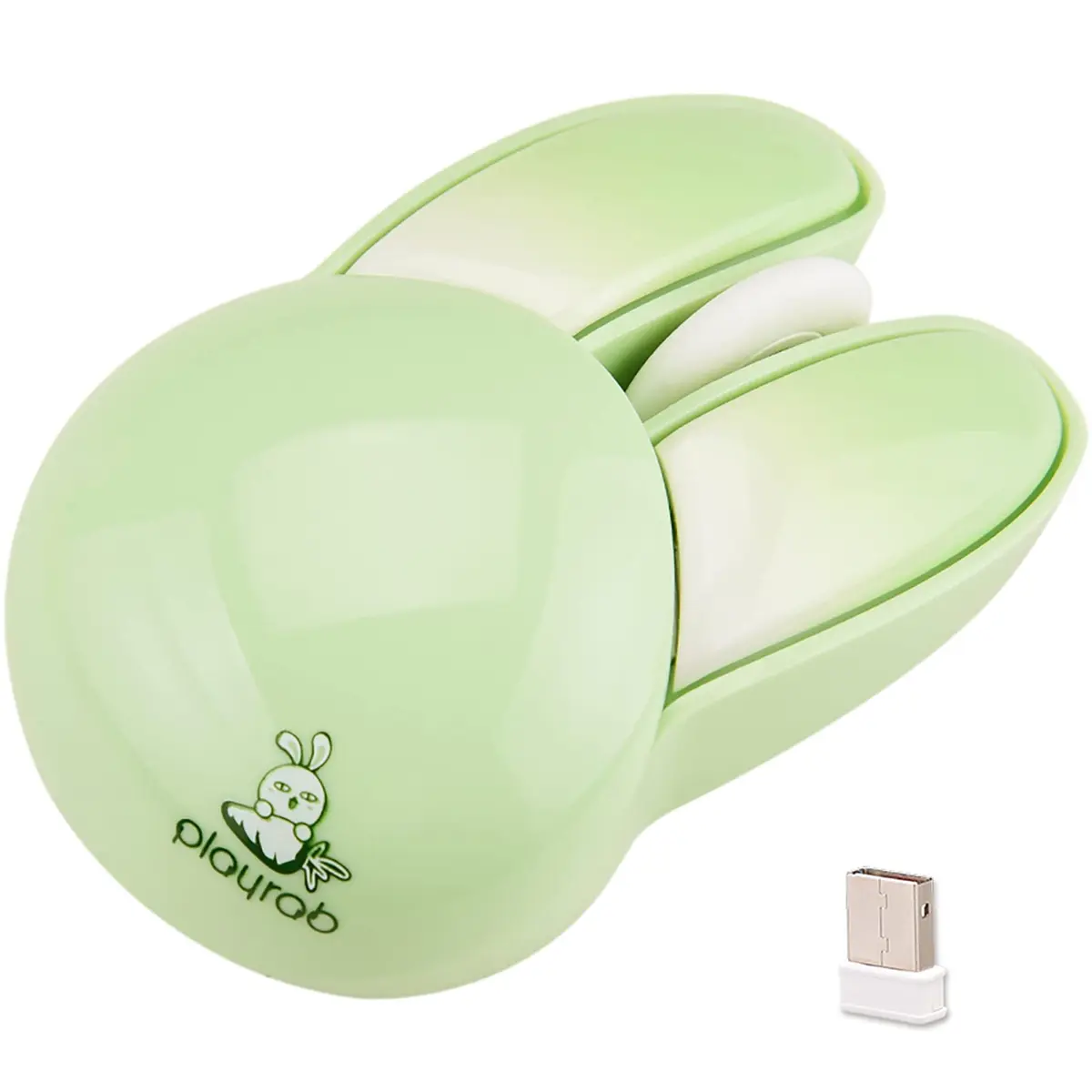 Lomiluskr Cute Bunny Wireless Mouse 59g | Silent 1200 DPI, Candy Colors, Kids & Girls (Green Bunny) - main product image