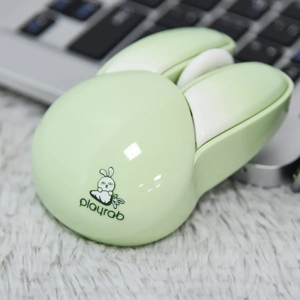 Lomiluskr Cute Bunny Wireless Mouse 59g | Silent 1200 DPI, Candy Colors, Kids & Girls (Green Bunny) - view 8