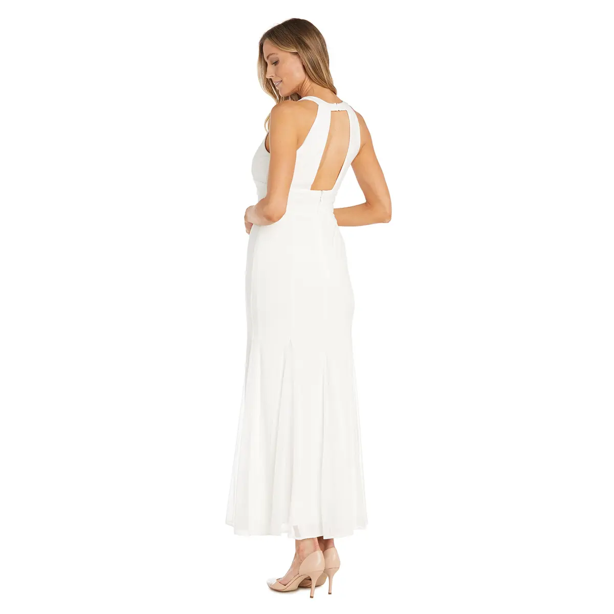 NIGHTWAY Womens Sleeveless Long Dress W/Rhinestone Trim Ivory 4 US | Elegant Evening Gown - view 2