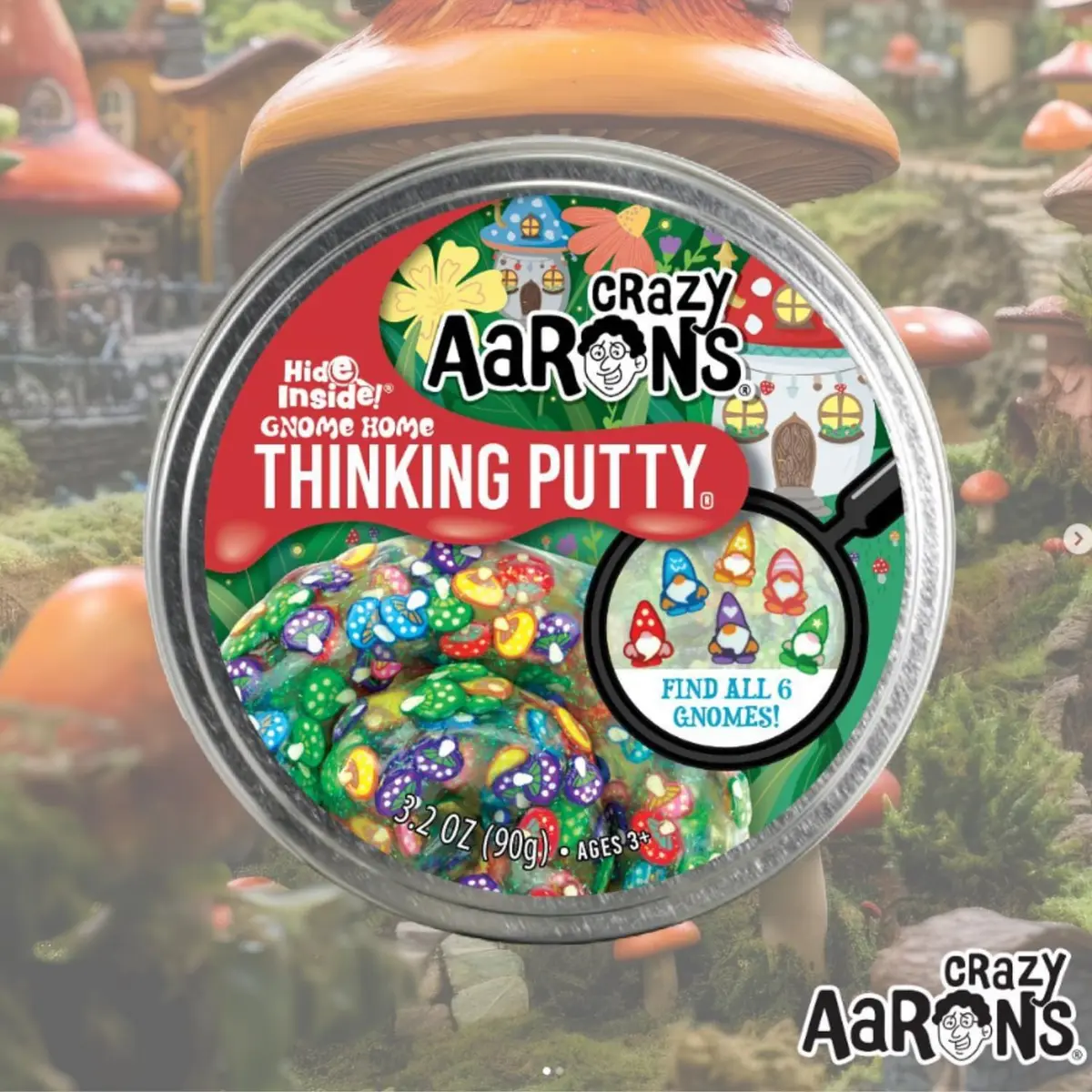 Crazy Aaron's Thinking Putty - Gnome Home - Multi-Color Sensory Putty 4" Tin | Creative Stress Relief Toy for Kids & Adults - view 5